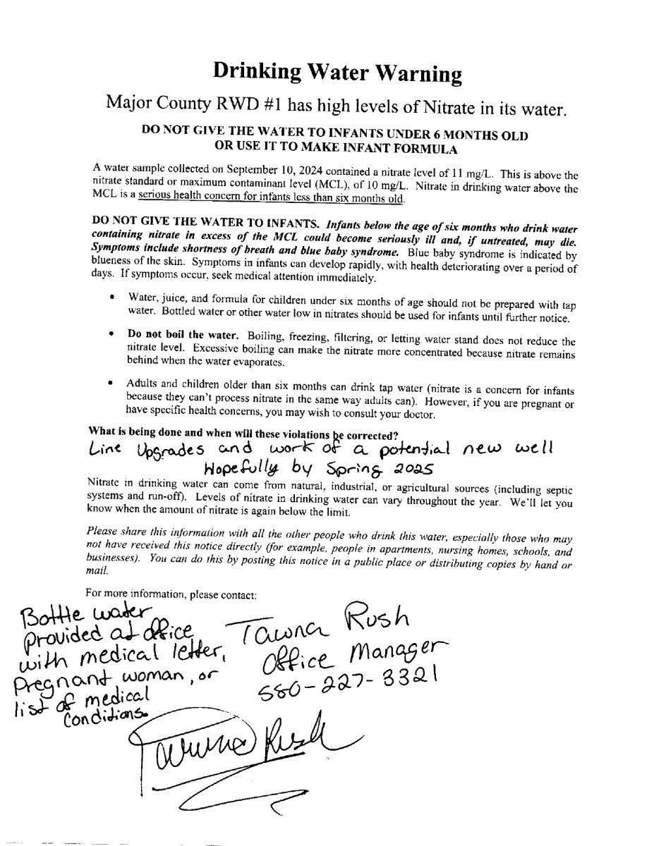 Sep 24' Nitrate Warning